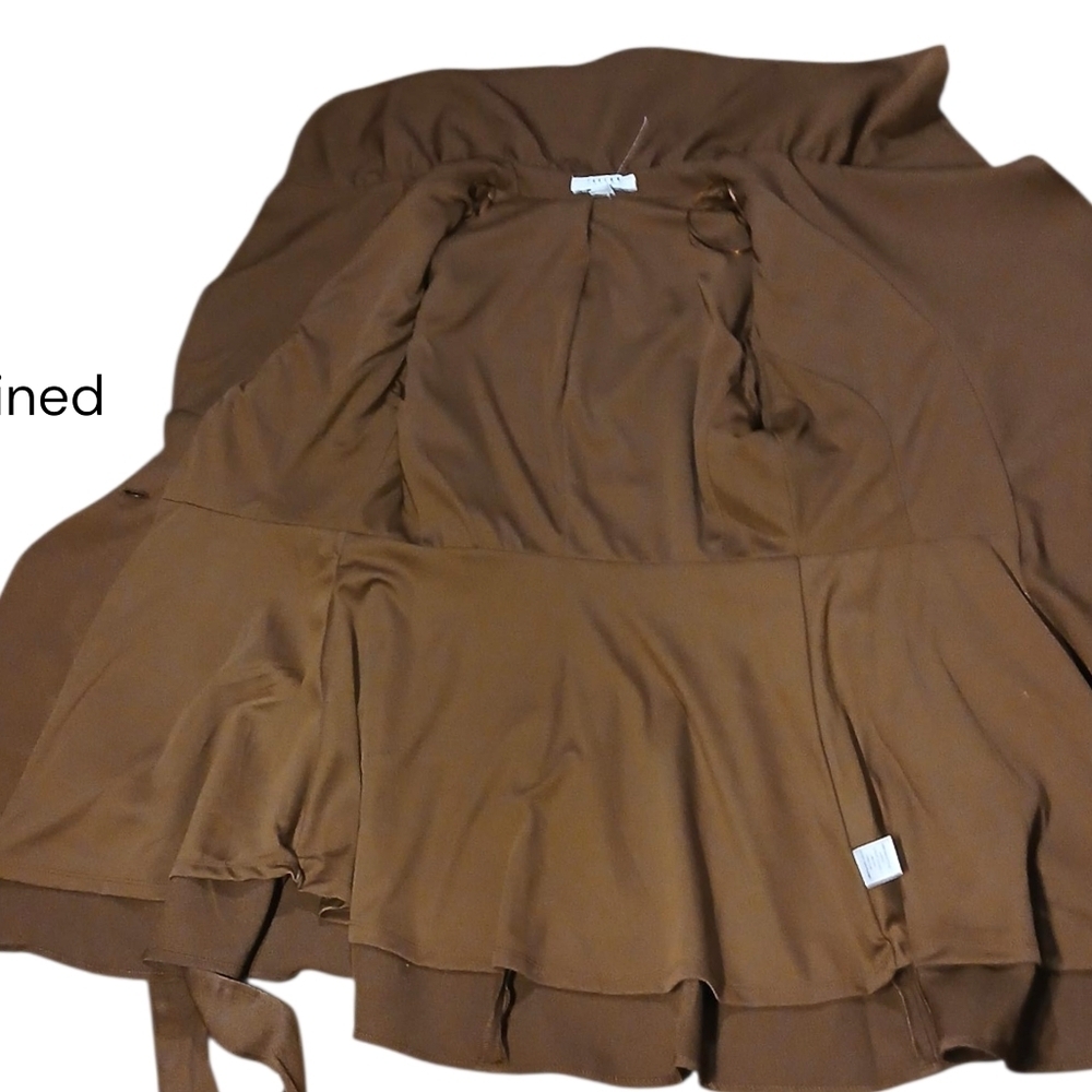 Wide Gathered Collar Jacket Button & Tie Waist Size Large - Picture 6 of 10